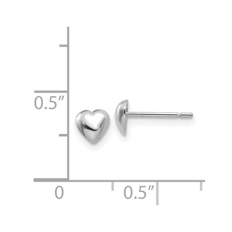 Curata 14k White Gold 5mm Small Polished Heart Post Earrings