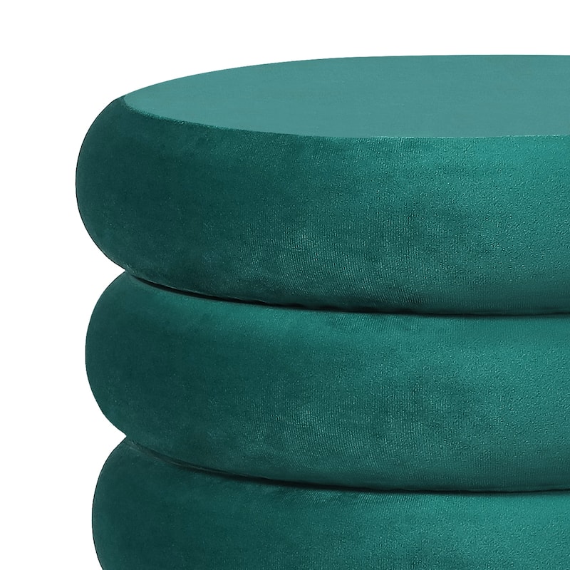 Adeco Round Storage Ottoman Removable Lid Vanity Makeup Footstool