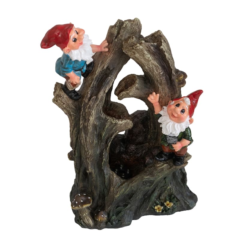 Decorative Woodland Gnome Water Fountain with LED Light