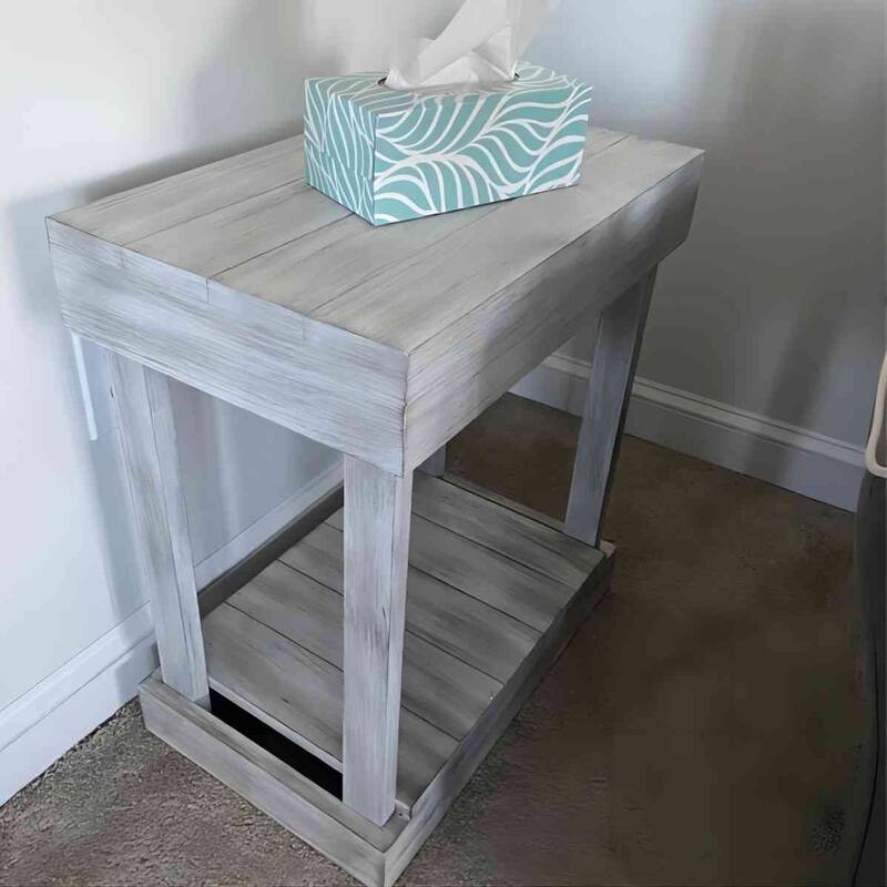 Rustic Farmhouse Solid Wood Accent End Table Sofa Side Table - 11" W x 26" H