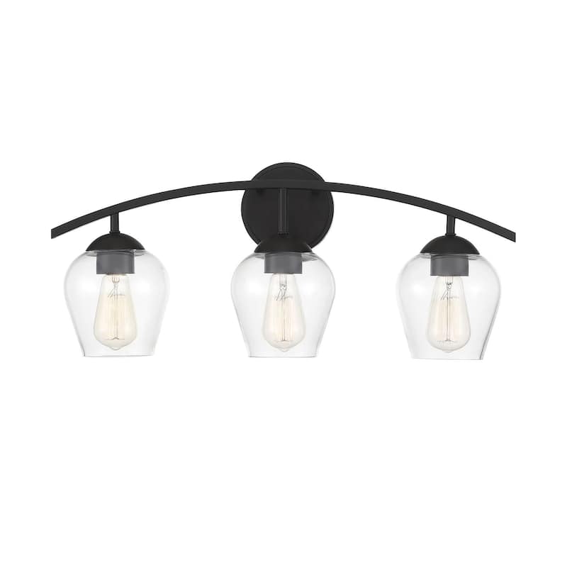 Meridian M80032 3 Light 24" Wide Bathroom Vanity Light with Clear - Matte Black