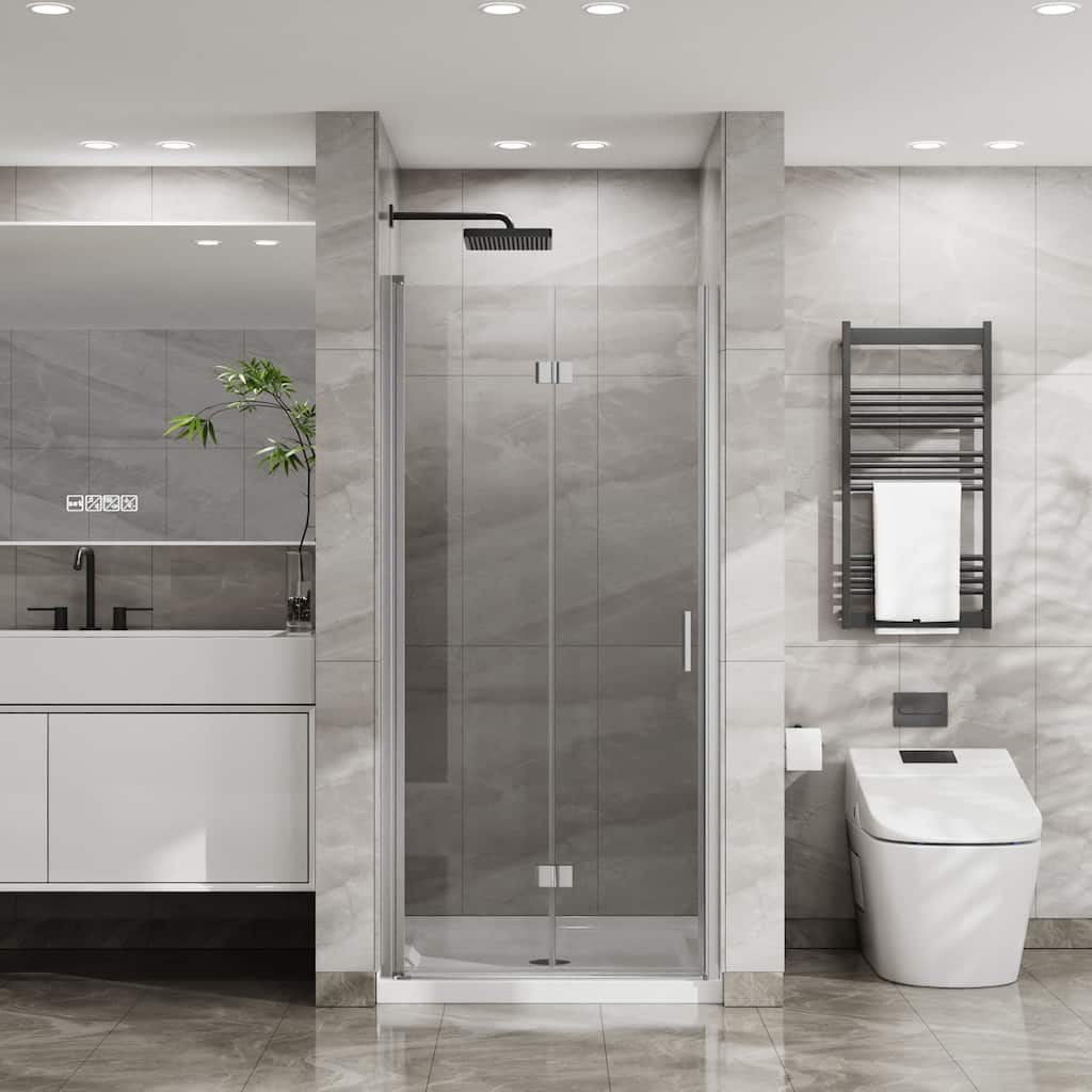 34"x 72" Bifold Frameless Glass Shower Door