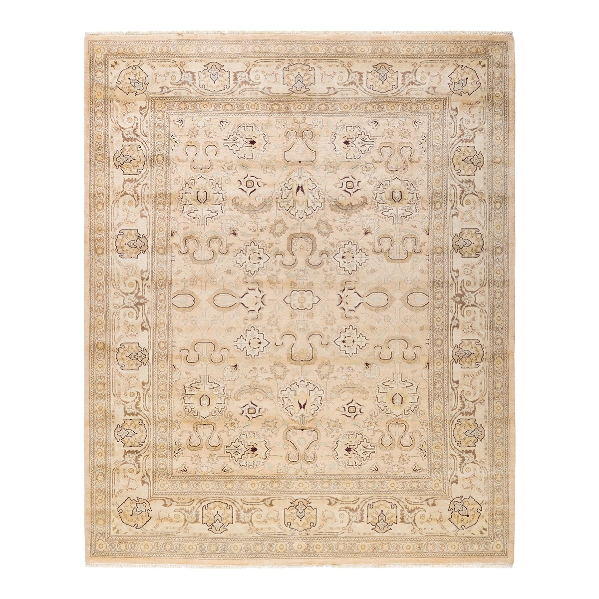 Overton Hand Knotted Wool Vintage Inspired Modern Contemporary Eclectic Ivory Area Rug - 8' 2" x 9' 10"