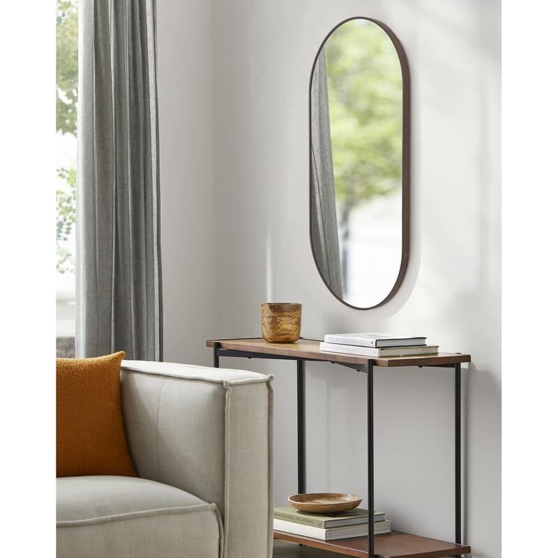 Livabliss Aranya Modern Aluminum Oval Pill-Shaped Accent Mirror