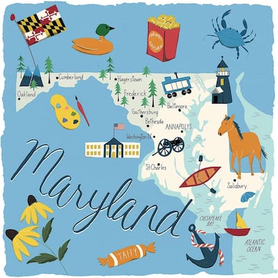 Maryland Home 4-Pack Absorbent Stone Coasters with Protective Cork Backing 4" Square Made in The USA Artistic Easily Wipes Clean