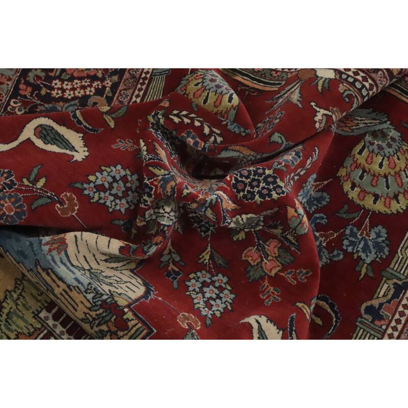 Hand Knotted Oriental 100% Wool Carpet Traditional Medallion Red Kashan Area Rug - 6' 10'' X 4' 6''
