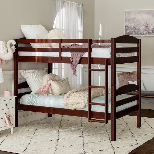 Taylor Olive Christian Wood Twin Over Twin Bunk Bed Espresso Overstock 4714640