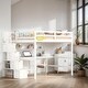 preview thumbnail 1 of 22, Kid-Friendly Design Full Size Loft Bed with Desk and Drawers White
