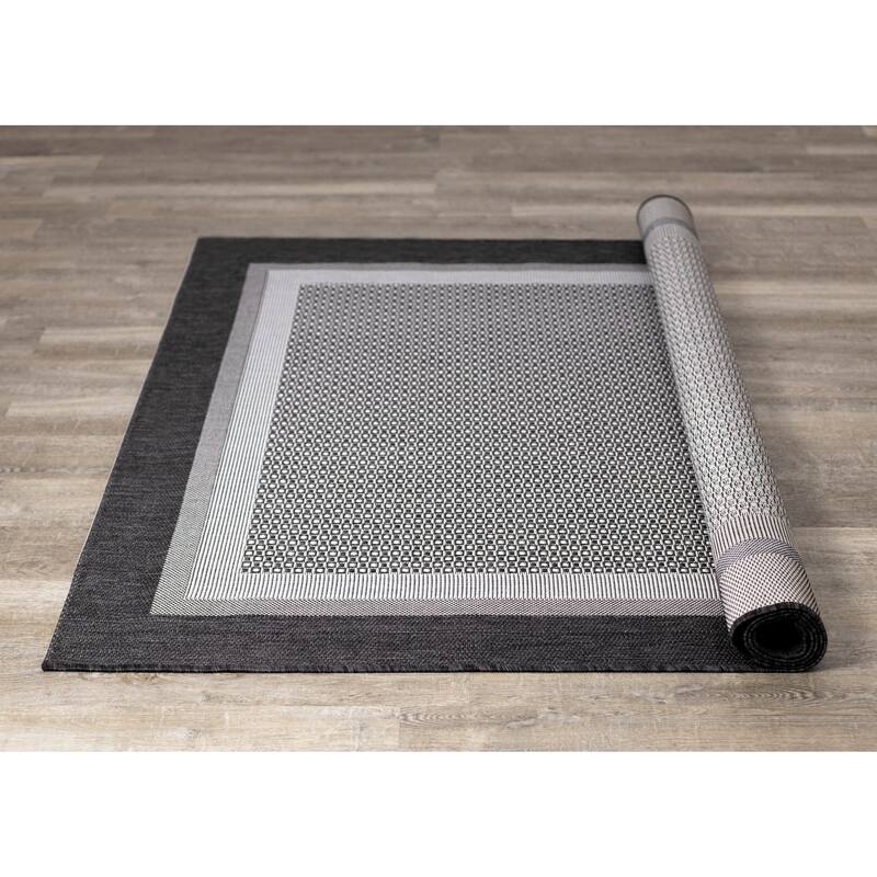 Jackson Collection - Grey Border Flatweave Rug