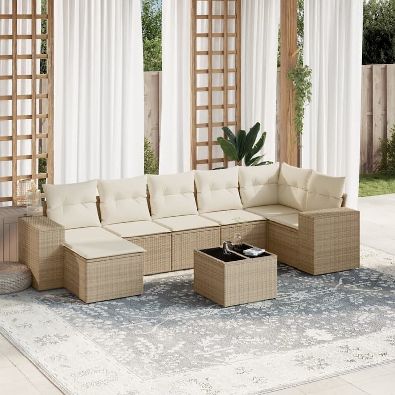 vidaXL Garden Sofa Set - Beige and cream With table
