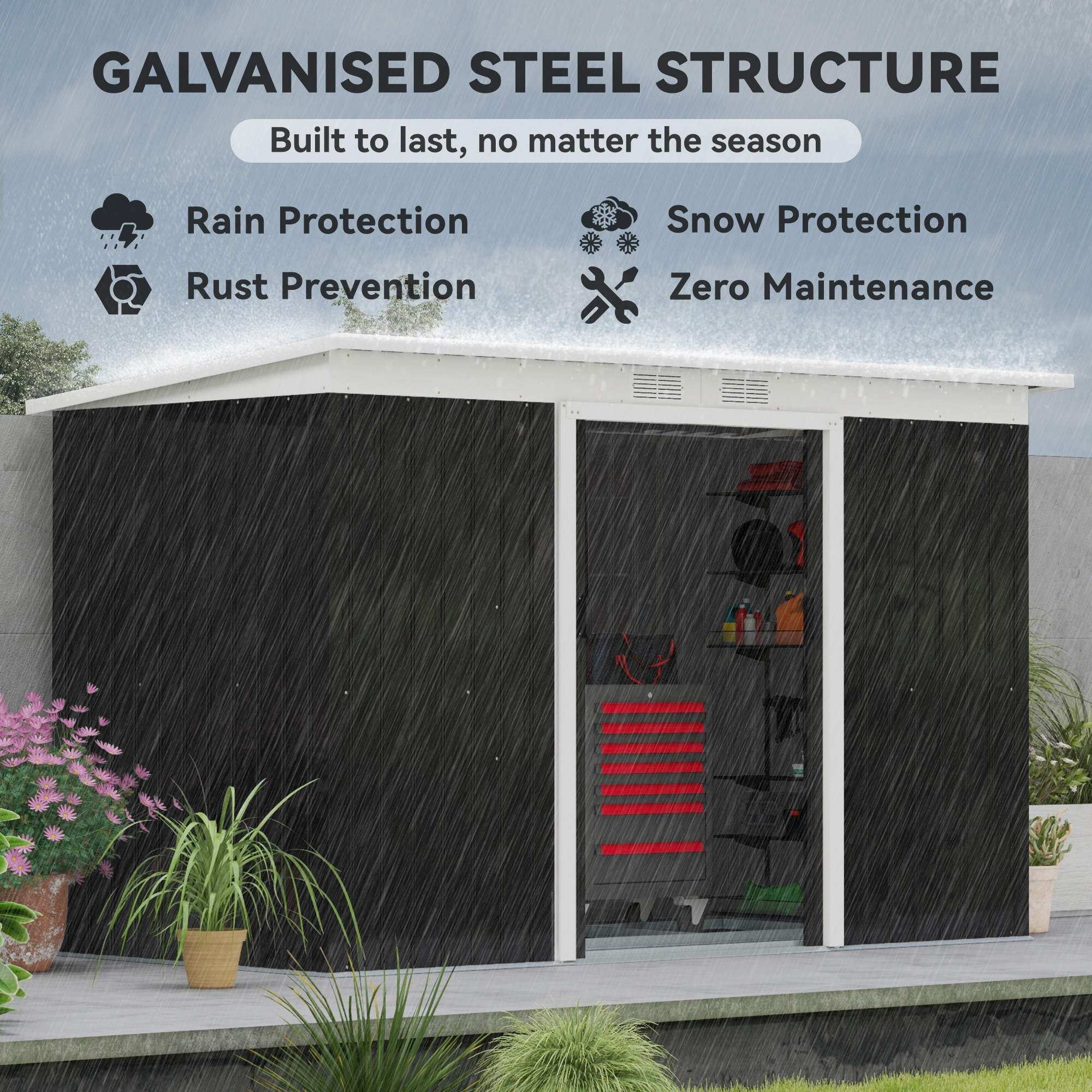 Outsunny 9' x 4' Outdoor Rust-Resistant Metal Garden Vented