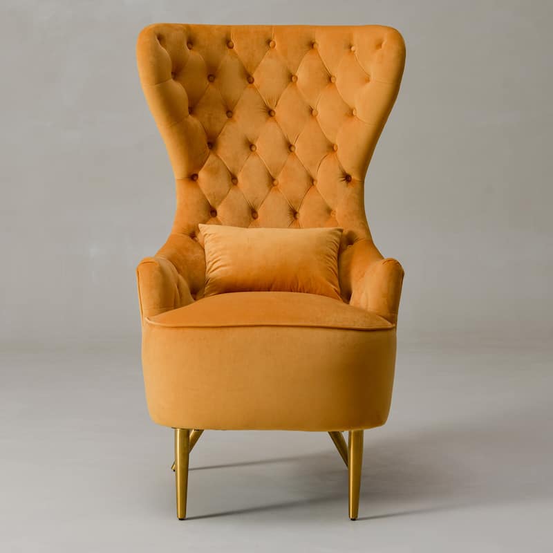 KINWELL Upholstered Tufted Velvet High Wingback Accent Chair