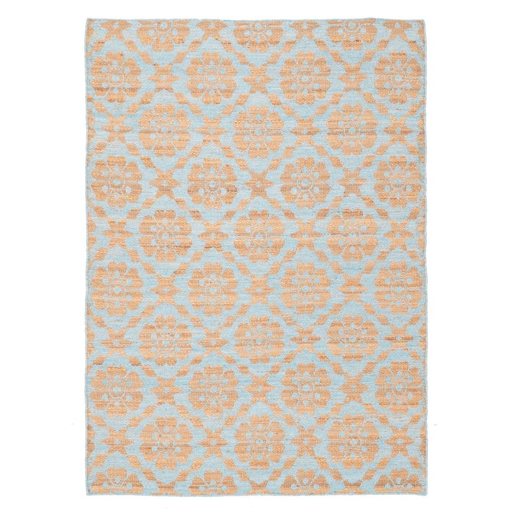 ECARPETGALLERY Flat-Weave Palas Denizli Light Blue, Tan Kilim - 5'4 x 7'6