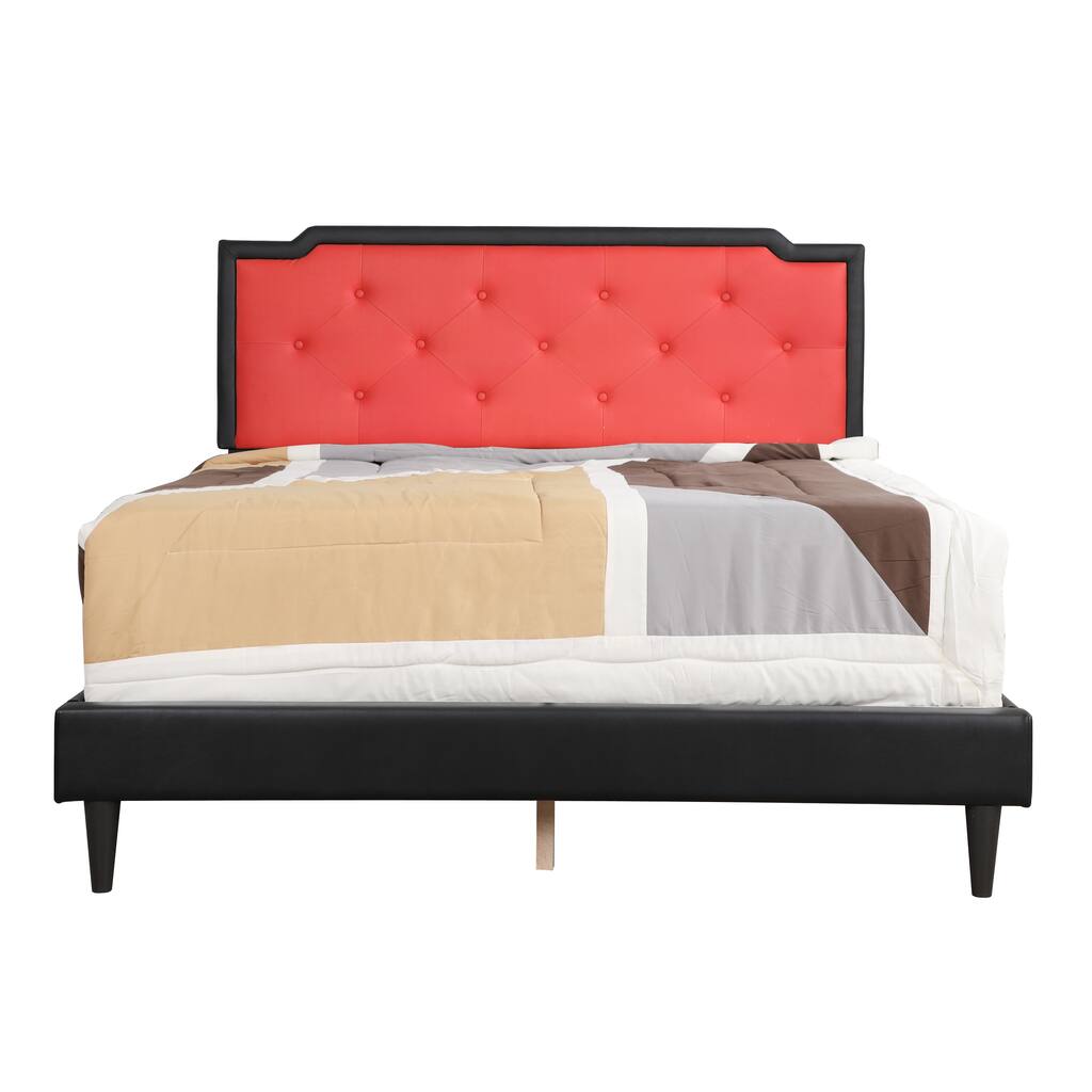 Carson Carrington Lagerstorp Black/Red Faux Leather Full Bed