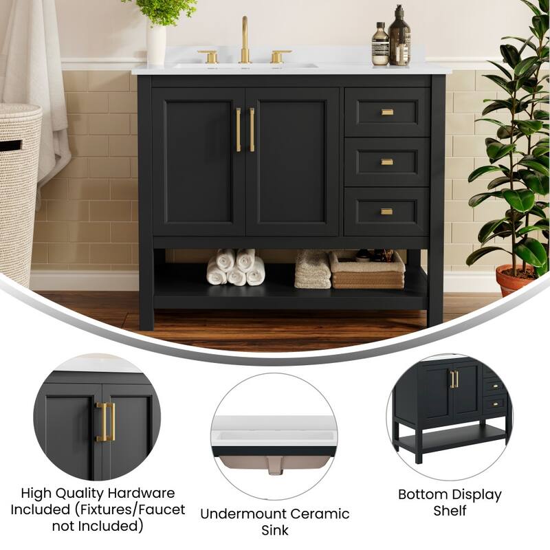 Bathroom Vanity with Sink, Open Storage, and Storage Drawers
