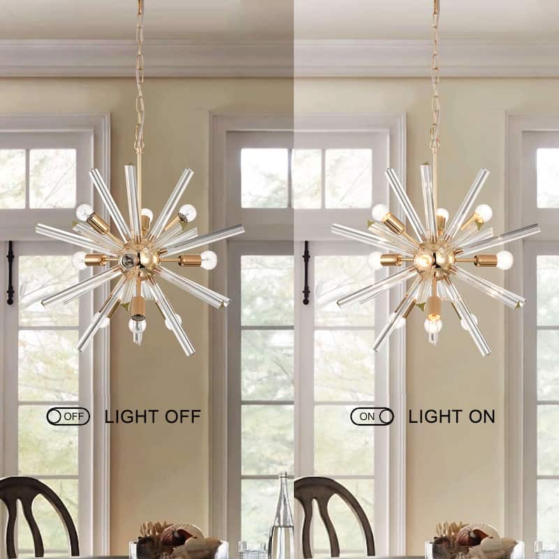 Lorena Glossy Rose Gold 9-Light Glass Bar Sputnik Chandelier