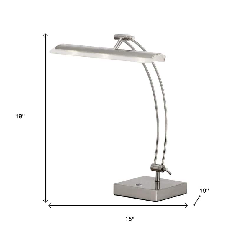 HomeRoots 19" Silver Metal Bankers Lamp - 15.00 in. x 19.00 in. x 19.00 in.