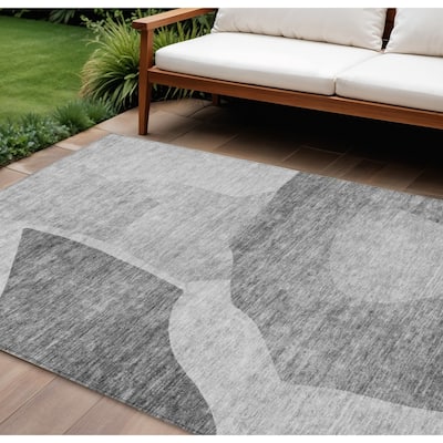 HomeRoots Abstract Transitional Rectangle Outdoor Rug
