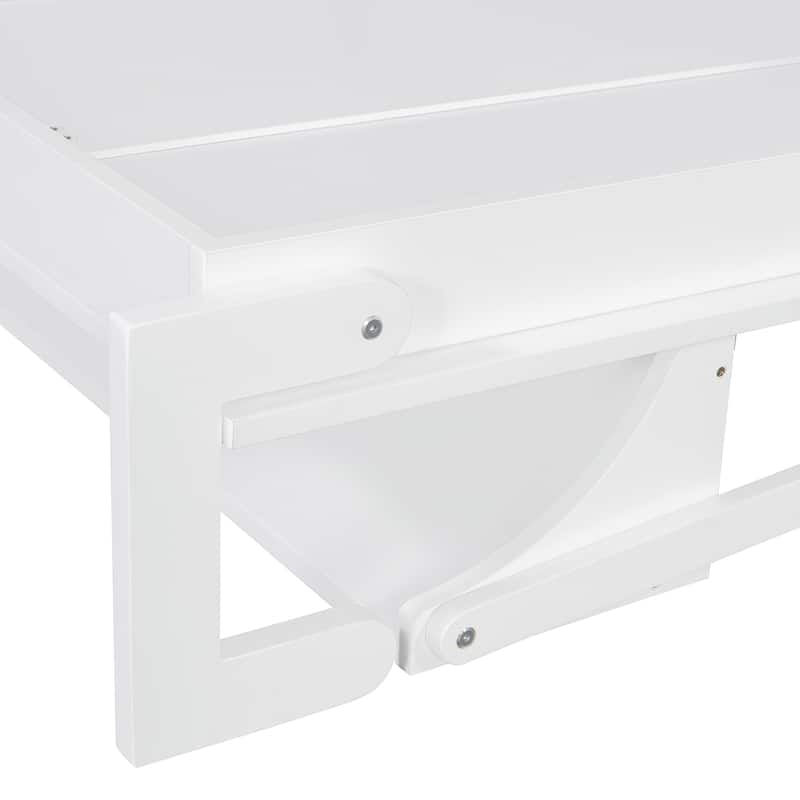 Large Wall Cabinet Storage Murphy Bed Convertible Study Table with Side Bookcase, Closet, Flip Top Storage Cabinet and Drawers