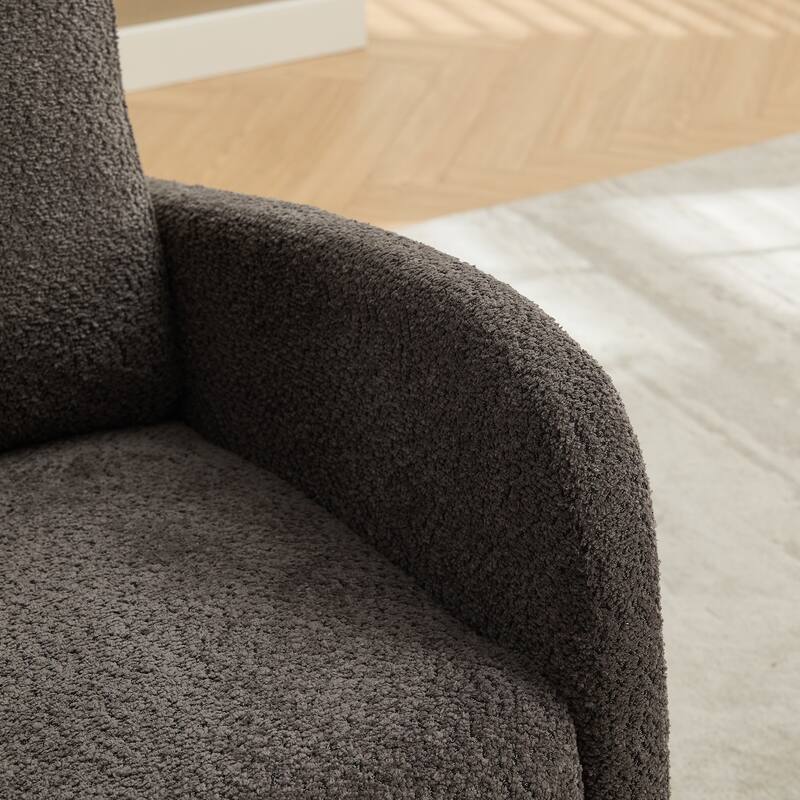 Charcoal 25.4" Boucle Rocking Chair with Footrest