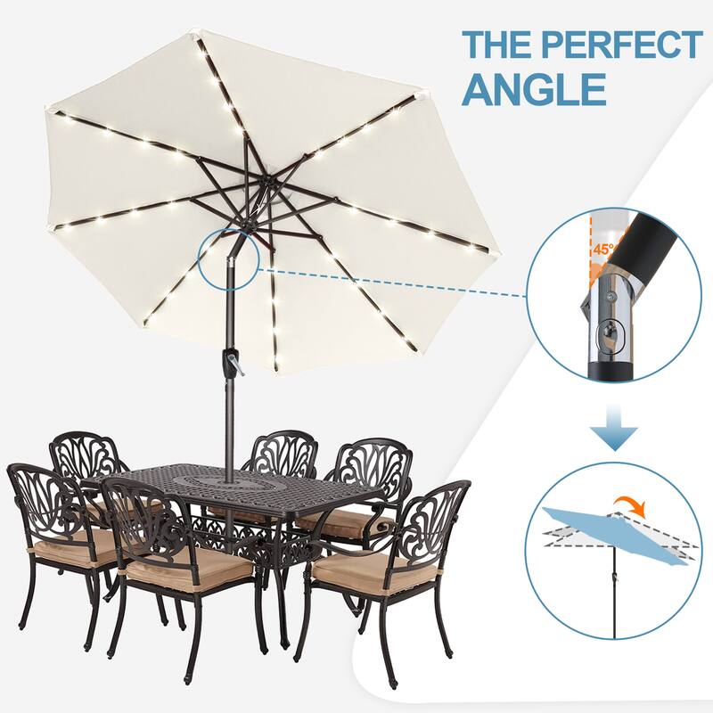 ABCCANOPY 9FT Outdoor Patio Solar Umbrella with 32LED Lights