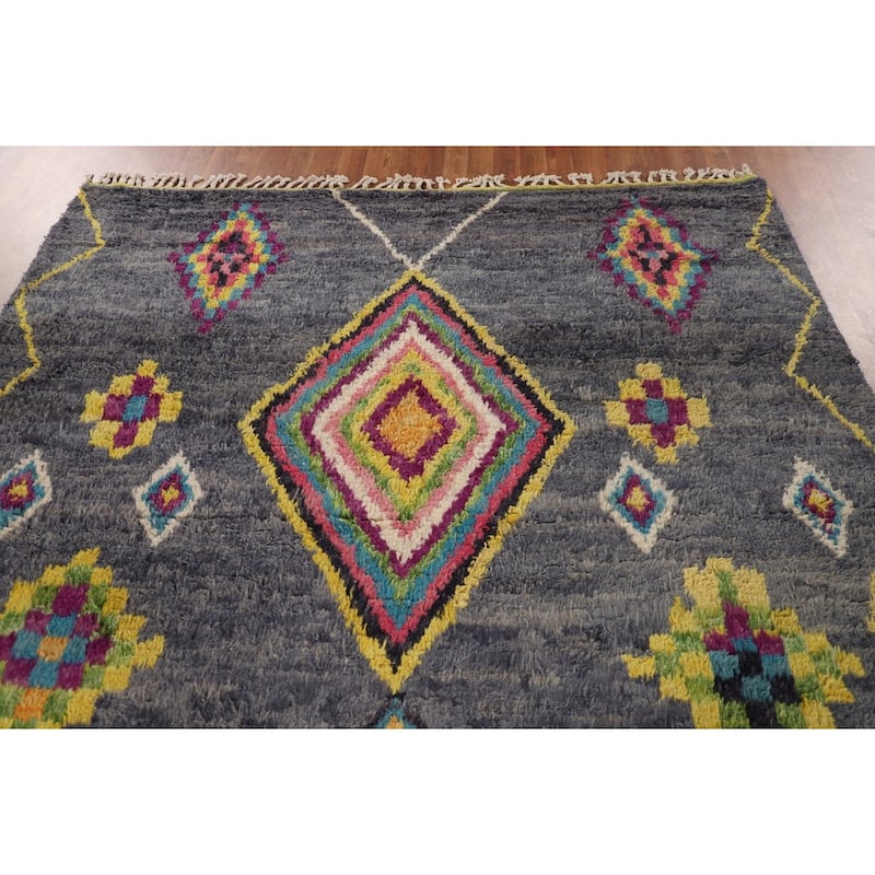 Geometric / Moroccan Style Rug Hand-Knotted Wool Carpet - 6'10" x 10'10"