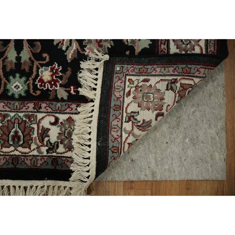 Hand Knotted Oriental 100% Wool Carpet Traditional All-Over Black Agra Area Rug - 6' 1'' X 4' 0''