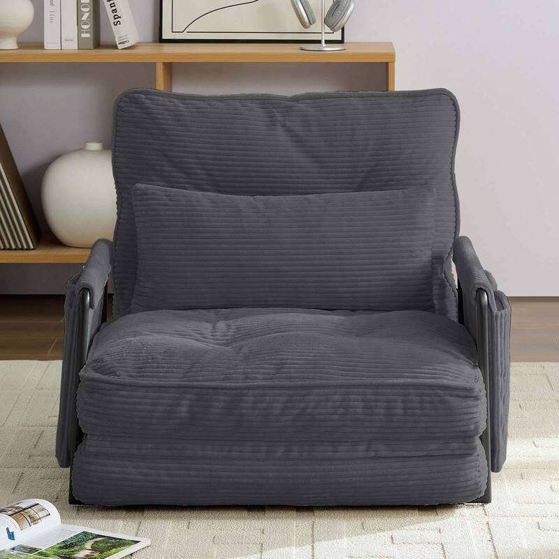 Mixoy Muti-Functional Folding Floor Sofa Bed,Lazy Sofa with Pillows,6 Position Adjustable Backrest-2+1