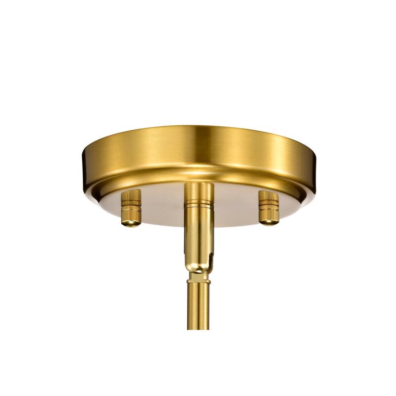 1-Light Gold Mini Pendant with White Cylindrical Glass Shade