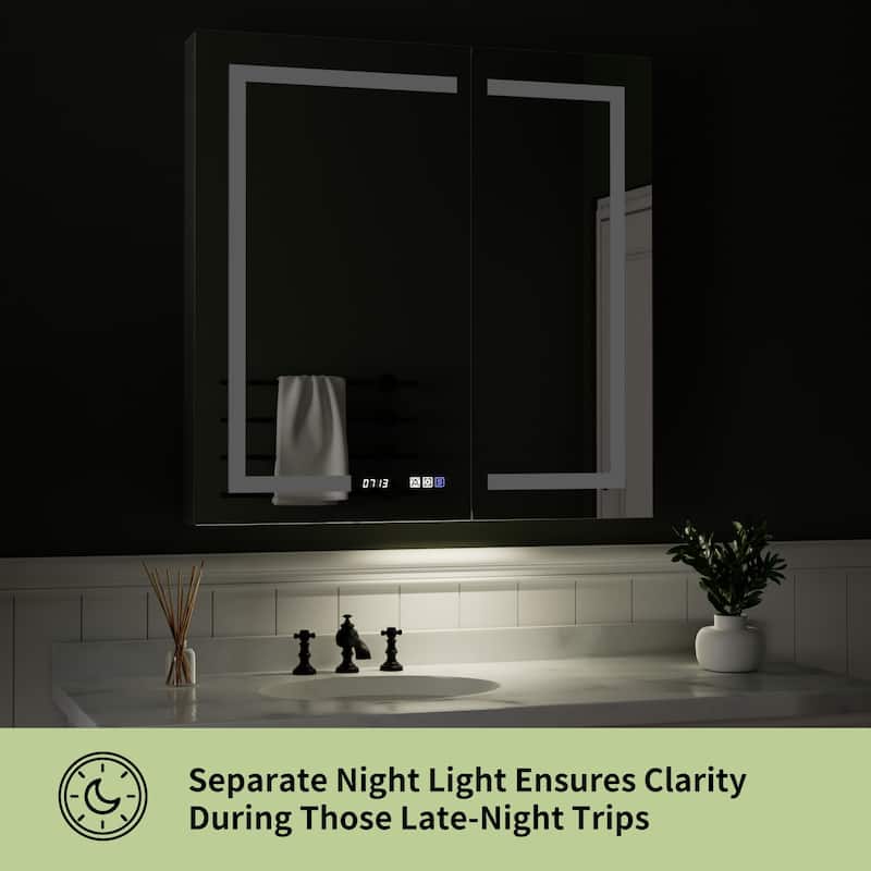 ExBrite LED Lighted Bathroom Medicine Cabinet with Mirror, Recessed or Surface