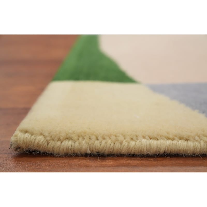 Hand Knotted Oriental 100% Wool Carpet Modern Geometric Multi-Colored Gabbeh Area Rug - 7' 9'' X 5' 4''