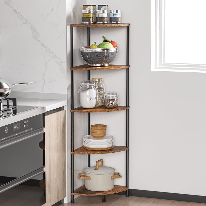 5 Tier Corner Shelf Stand - 11.4"D x 11.4"W x 44.1"H