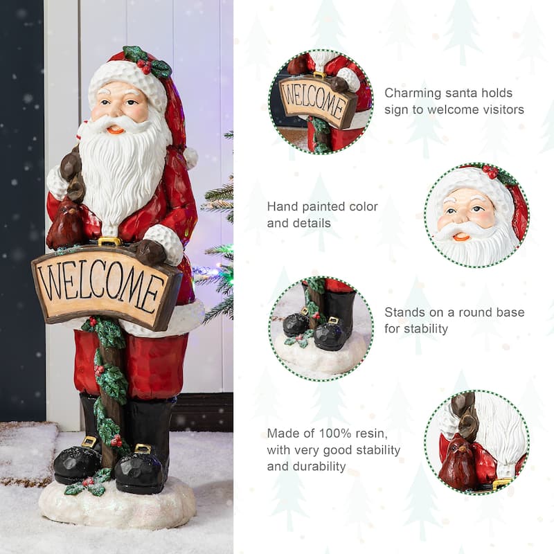 Glitzhome 28"H MGO Christmas Santa Porch Decor - 28"