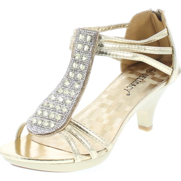 Delicacy Angie-27 Women's Patent Open Toe Rhinestone Beads D'orsay Zip Closure Kitten Heel Dance Shoes. Opens flyout.