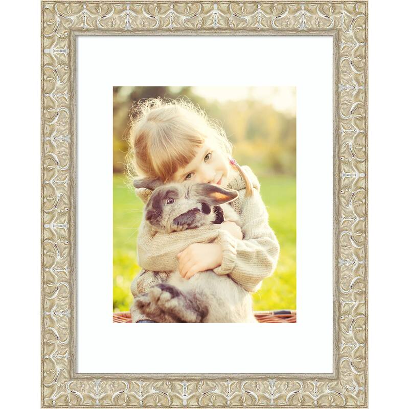 Lila Picture Frame, Photo Frame - 11x14 Matted White 8x10 - Lila Silver