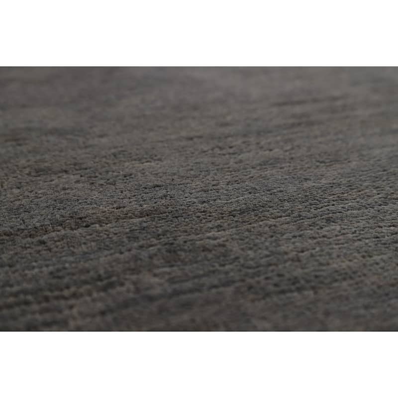 Solid Gray Gabbeh Oriental Area Rug Hand-Knotted Wool Carpet - 6'8" x 9'10"