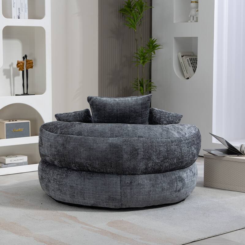 Chenille Lazy Sofa with Pillows