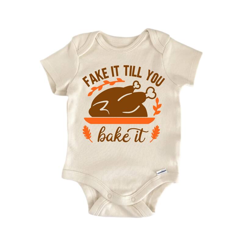 Fake It Till You Bake It - Baby Boy Girl Clothes Infant Bodysuit Funny Cute - White - 6-9M