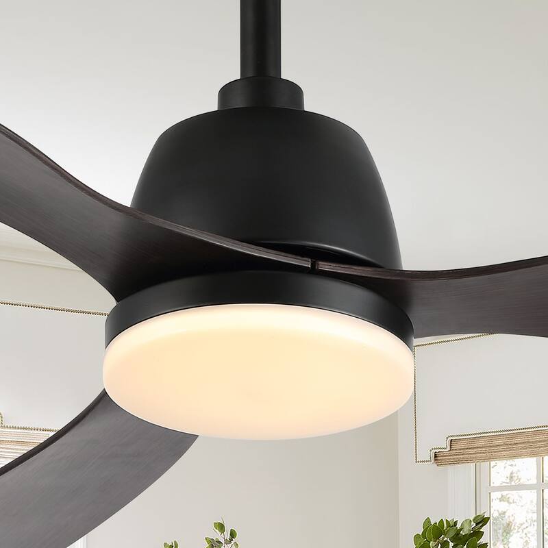 Aldrin 52" 1-Light Industrial Iron/Plastic Mobile-App/Remote-Controlled 6-Speed Propeller LED Ceiling Fan, by JONATHAN Y