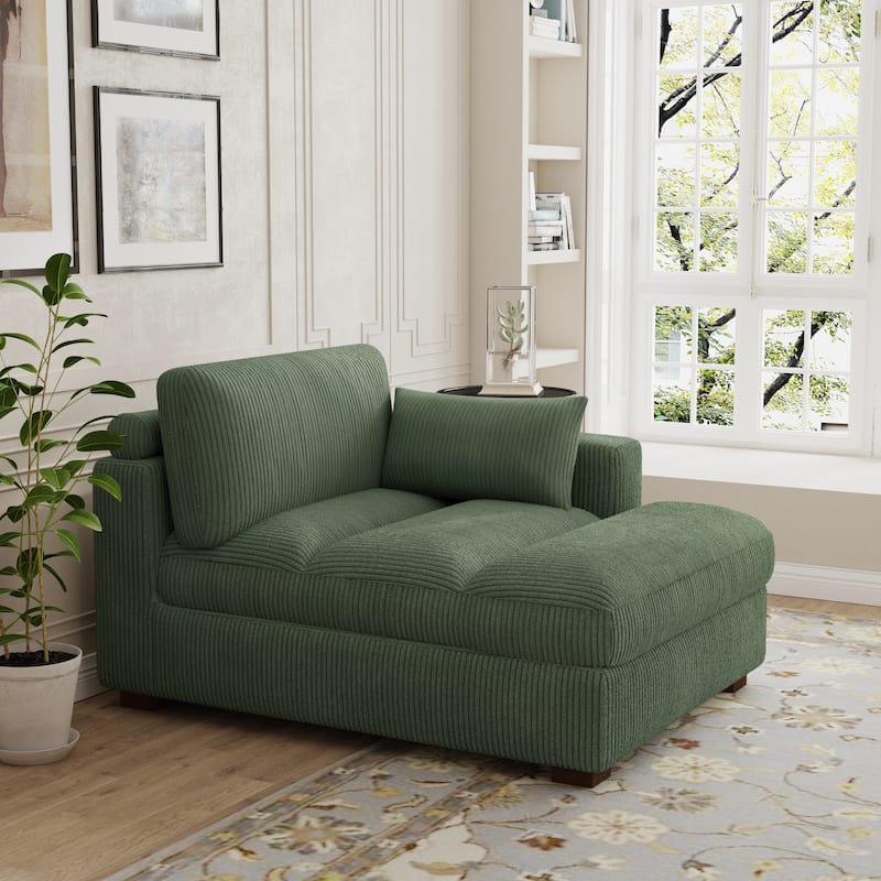 Modern Corduroy L-Shaped Sofa Chaise Lounge Couch