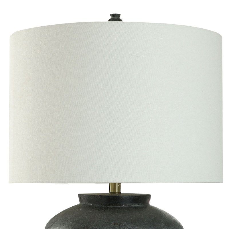 Arlo Cotta - Rustic Cement Table Lamp - Distressed Black Finish - White Shade