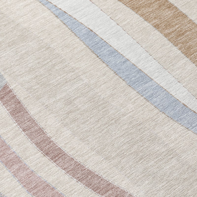 Machine Washable Indoor/Outdoor Modern Stripes Chantille Rug