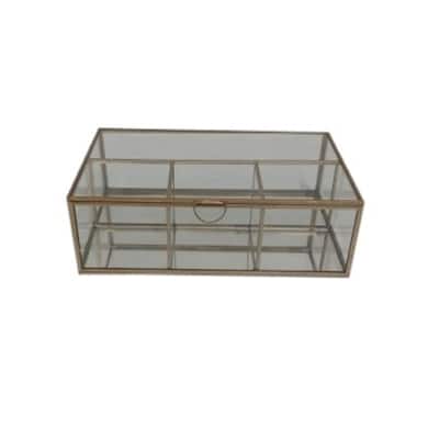 Decorative Rectangular Box - 10.25" - Gold and Clear