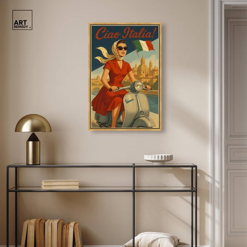 Scooter Italian Travel Canvas by Art Remedy