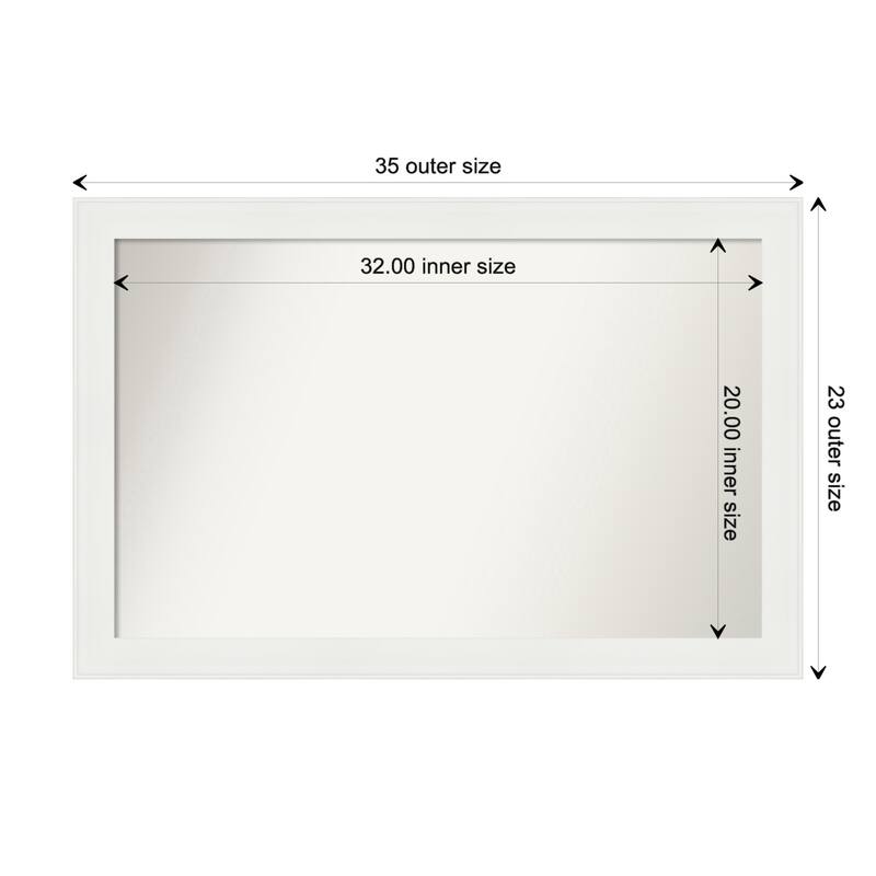 Vanity White Narrow Framed Non-Beveled Custom Wall Mirror, Bathroom Vanity Mirror - Outer Size: 35.5 x 23.5