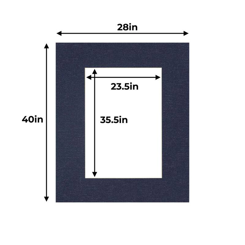 28x40 Mat for 24x36 Photo Navy Canvas Texture Matboard for Frames