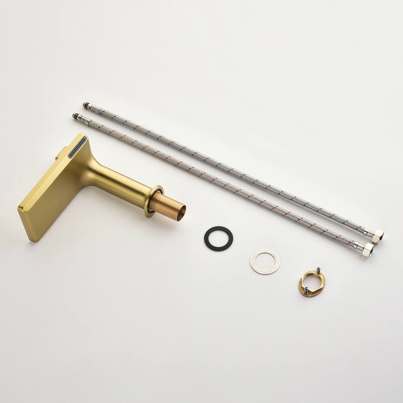 7.75"H Brass Waterfall Bathroom Sink Faucet, Vanity Single Handle One Hole Basin Modern Lavatory Faucet