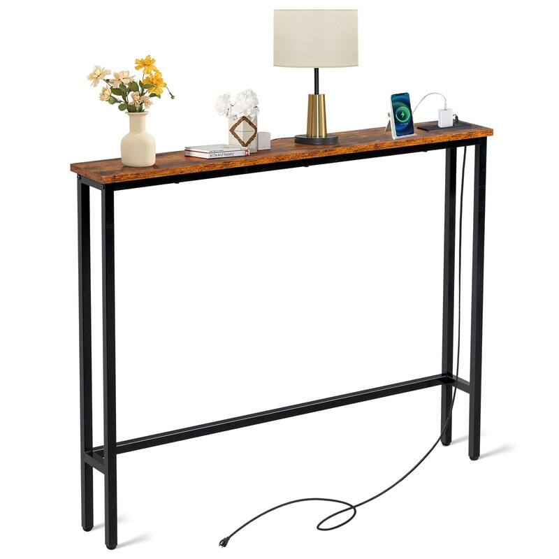 1 Piece Triamine + Iron 100 * 15 * 79cm with Power Strip Foyer Table