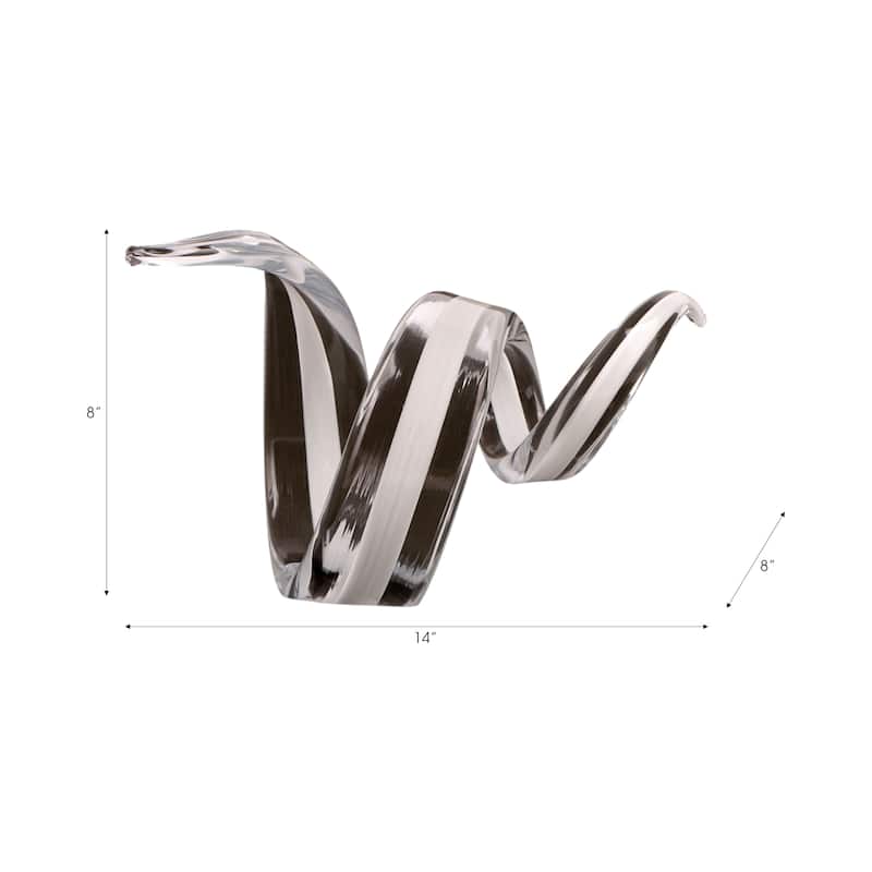 Glass Sculpture Abstract Savoir Trend Inspired Accent Piece - 8" Clear - 14" x 8" x 8"