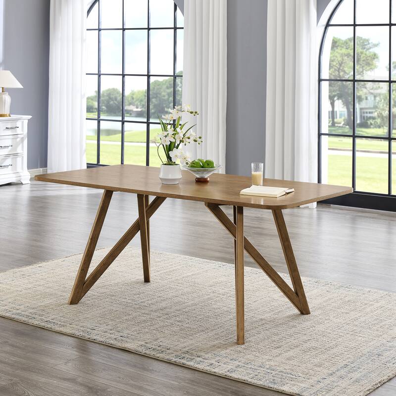 Roundhill Furniture Axler 70-in Length Dining Table - Oak
